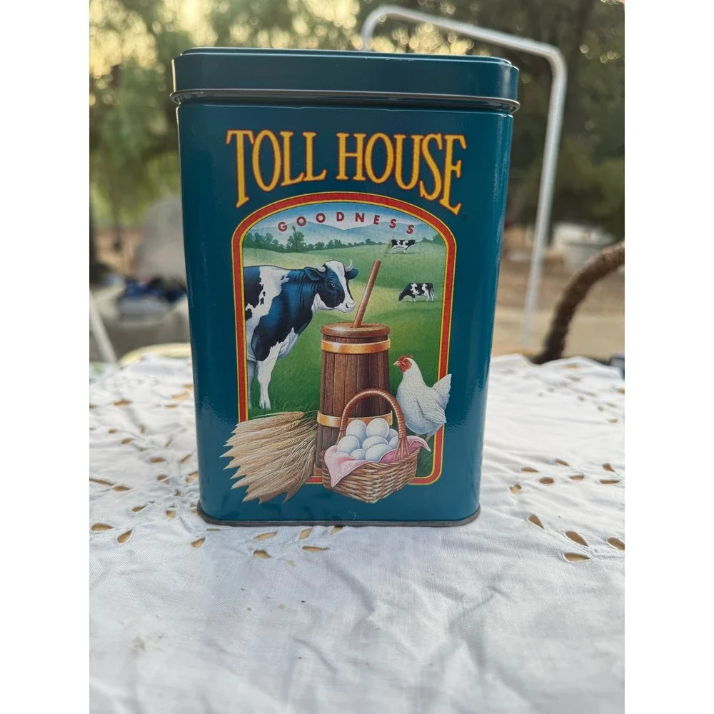 Vintage Nestle Toll House Cookies Limited Edition Tin‎ Teal Blue Collectible Box